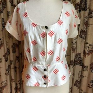 Floreat Tic Tac Toe Cropped Blouse Anthropologie